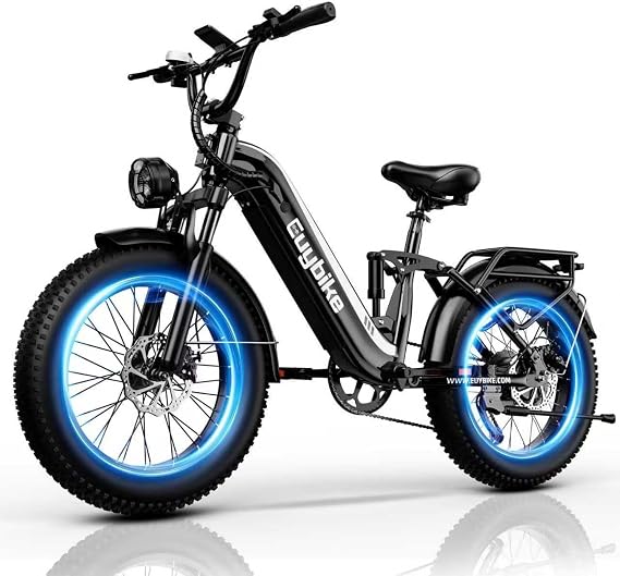 3000W/2000W Dual Motor/Single Motor Electric Bike for Adults, 48V 30AH/25AH Removable Battery Moped Style EBike, 30+MPH & 100 Miles 20" Fat Tires Electric Dirt Bike, Hydraulic Suspension Torque Sensor