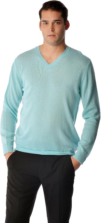 Cashmere Boutique Men's 100% Cashmere Spring V-Neck Pullover