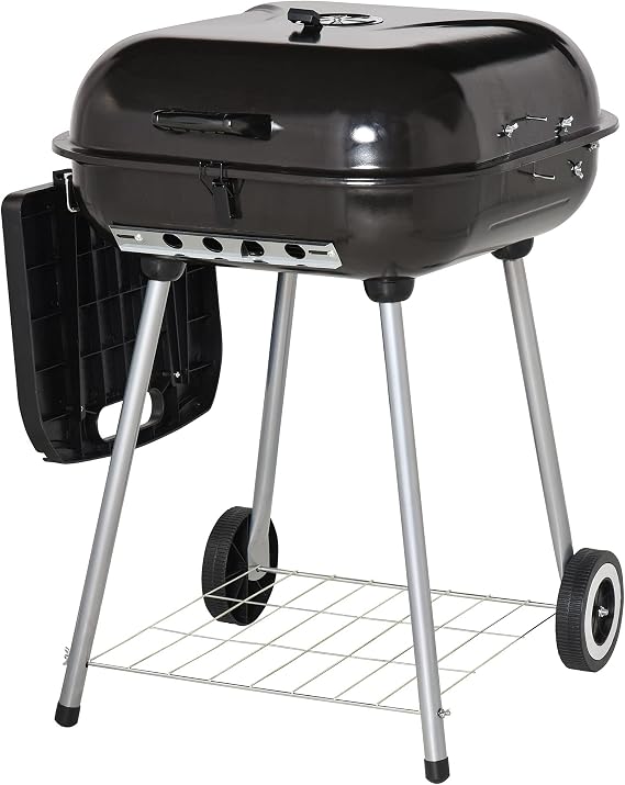 Portable Charcoal Grill - 21 In Rolling BBQ Grill, Black