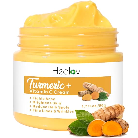 Herblov Turmeric Face Cream for Face & Body - All Natural Turmeric Skin Brightening Lotion - Cleanses Skin, Fights Acne, Evens Tone, Scars, Sun Damage, Age Spots - Pure Cleansing Cream