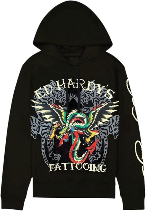 ED HARDY Men's Black Hoodie EHMR1300-25
