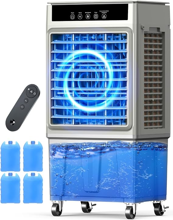 Portable Air Conditioners w/Remote, 24H Timer, 3-IN-1 Evaporative Swamp Air Cooler w/Remote