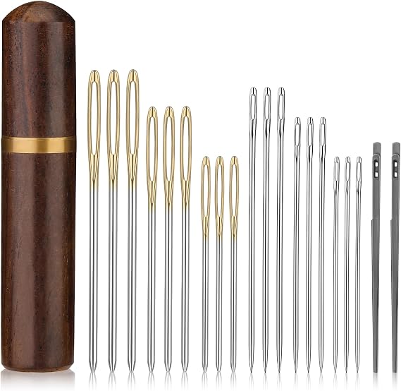 ZMAAGG Leather Sewing Needles, Needle Bottle, 21 PCS 3 Sizes Leather Needle