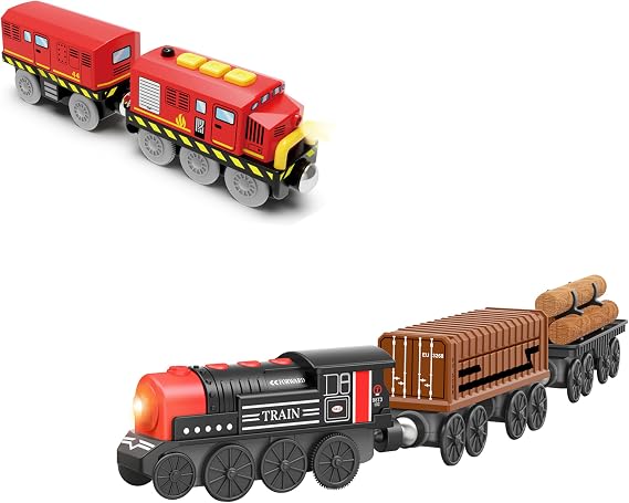 Toy Train Set Battery Operated Locomotive Train with Magnetic Train Cars, Motorized Electric Train Toy Compatible with Thomas, Brio, Melissa and Doug