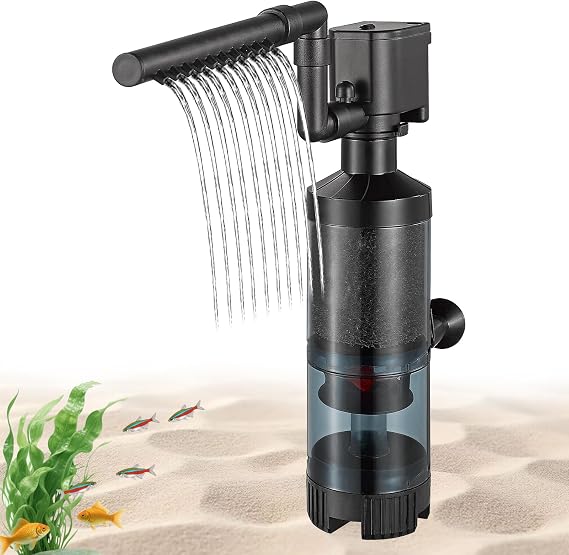 Carefree Fish Aquarium Sponge Filter Quiet with Fish Poops Collector Quiet for 8~20Gal Fish Tank for Saltwater and Freshwater