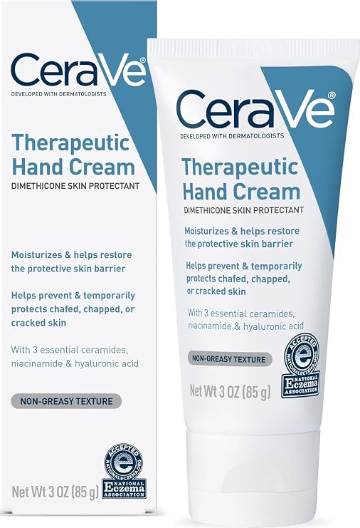 CeraVe Therapeutic Hand Cream, Hyaluronic Acid & Niacinamide Lotion, 3oz
