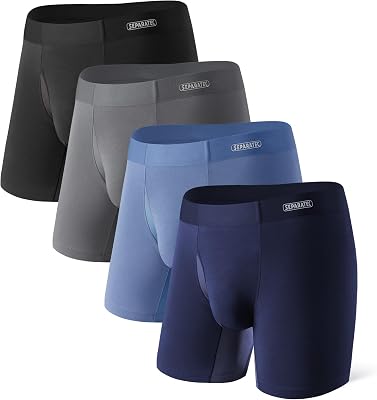 Separatec Mens Underwear with Separate Pouch, Micro Modal Boxer Briefs Seamless Waistband Underwear for Men 4 Pack
