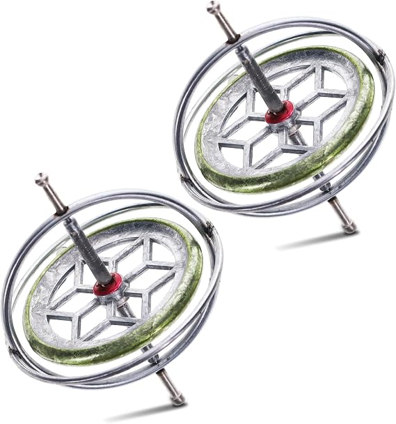 Classic Gyroscope Twin Pack | 2 Metal Spinning Gyroscopes for STEM Learning & Physics Play Made in USA Ages 8+