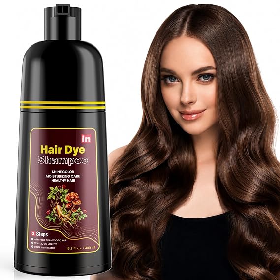Dark Brown Hair Dye Shampoo 3 in 1 for Gray Hair Coverage