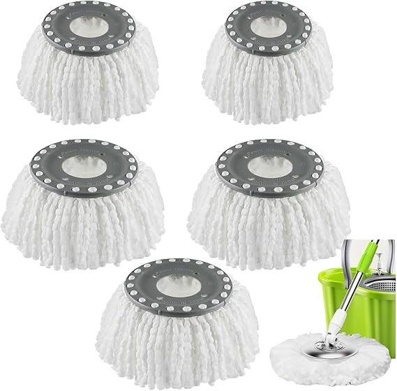 Spin Mop Heads Replacement for Mr.Clean,360 Rotating Round Mop (White-5PCS)
