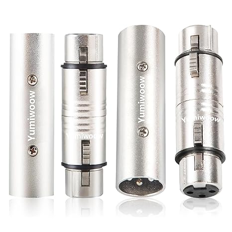 2-Pack XLR Adapter, 2 Male to Male & 2 Female to Female Couplers, Gender Changer Connector for Mixer, Microphone, Amplifier