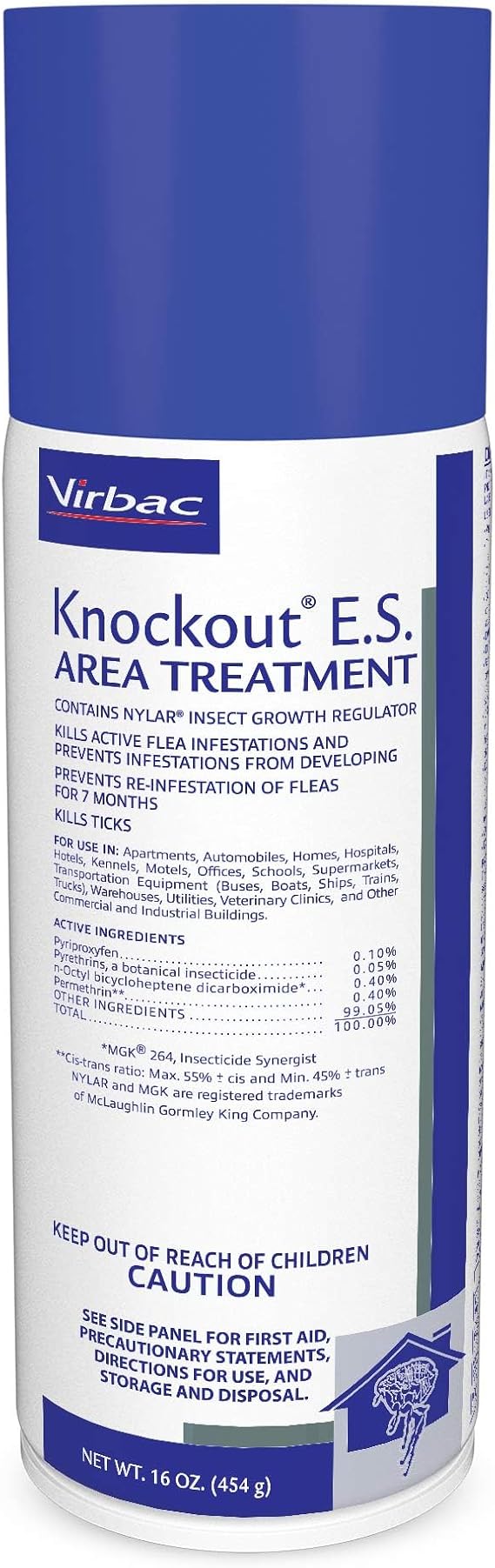 Virbac Knockout ES Area Treatment Carpet Spray for Fleas and Ticks 16 oz