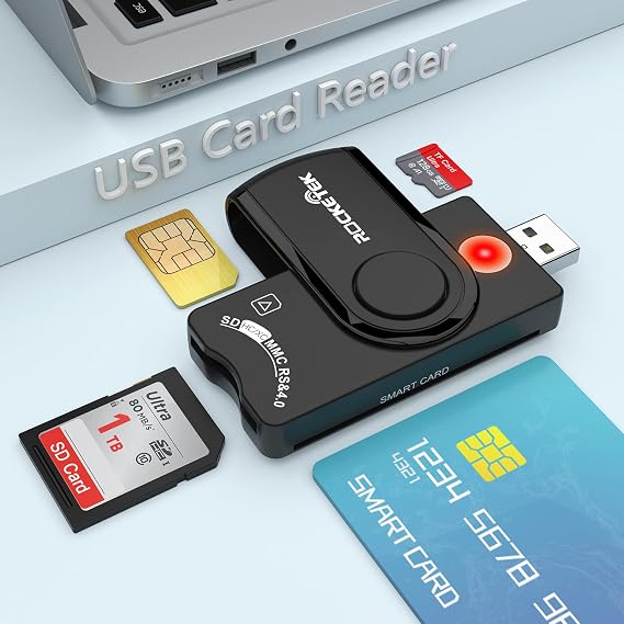 USB Multi Card Reader 4 in 1 Memory Card Reader SD SDXC SDHC Micro SDXC Micro SDHC MS MMC UHS-1 SIM DOD Military USB CAC Card Reader CAC Reader for Mac OS Windows Linux