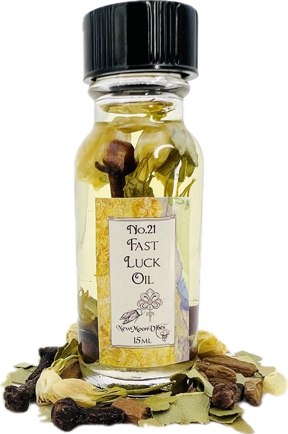 Fast Luck Oil by New Moon Vibes - Fortune Success Manifest Wishes Favorable Out Swift Changes - Rituals Conjure - Handmade with Essential Oils & Herbs - Wicca Pagan Hoodoo Magick