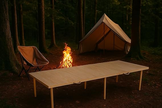 practicaloutdoor Folding Camping, Picnic and Garden Table 75x180 cm - Raw Natural Color