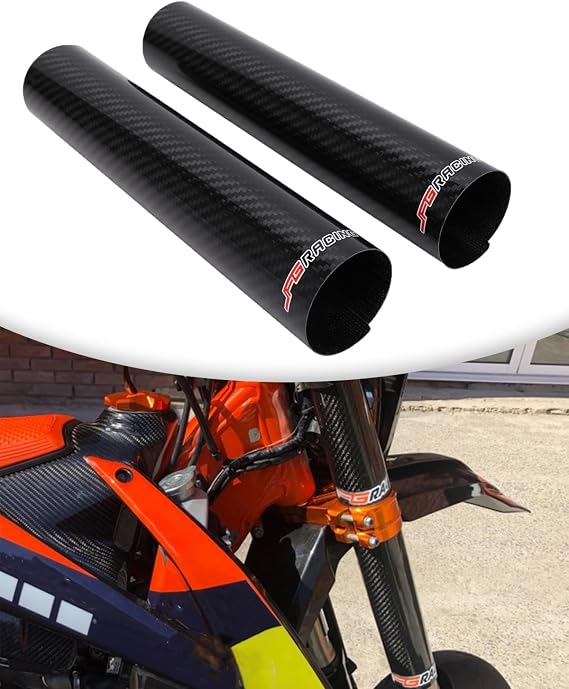 JFG RACING Motorcycle Carbon Fiber Fork Wrap Boots, 270mm, Front Shock Covers Gaiters Guard Protector for Most Dirt Bikes, 2 PCS