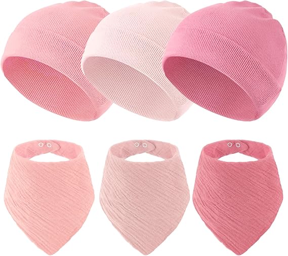 Sofier Baby Hats and Muslin Bibs Baby Beanies for Unisex Newborn 0-6 Months Boys Girls Gift Set Christmas Stocking Stuffers