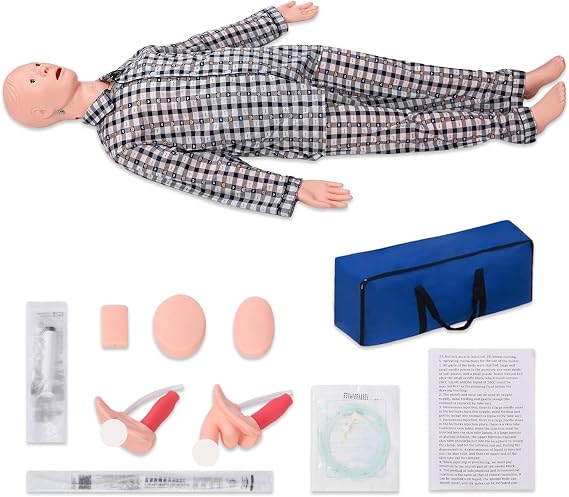 Medical Mannequin for Training, Male-Female Nursing Training Mannequin Highly Simulated Patient Care Medical Manikin with 3 Muscle Module & Patient Gown & Urinary for Teaching Pratice(Famale)
