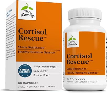 Terry Naturally Cortisol Rescue - 60 Capsules - Vegan, Non-GMO, Gluten Free - 60 Servings