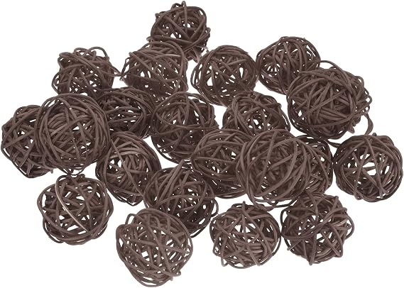 uxcell Wicker Rattan Balls, 1.6inch Wood Decorative Balls Vase 22 Pcs Brown