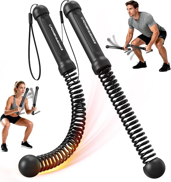 POWER GUIDANCE 2PCS Weighted Ropeless Battle Ropes, Portable Cordless Battle Rope with Non-Slip Handles, Workout Exercise Rope for HIIT, Cardio & Strength,Black