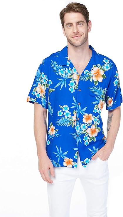 Hawaii Hangover Men's Hawaiian Shirt Aloha Shirt Hibiscus Blue