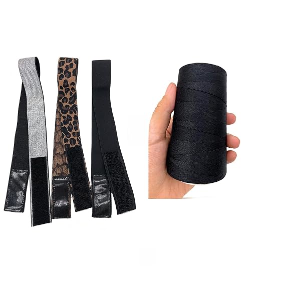 Wig Making Bundle Elastic Melting Bands + Thick Polyester Thread with Curved Needles