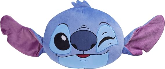 Disney Stitch 3D Plush Cushions for Bed Travel, Cute Cuddle Pillow Stuffed Character Pillow, Bedroom Accessories, Room Decor, Gifts for Kids (Blue/Purple Stitch)