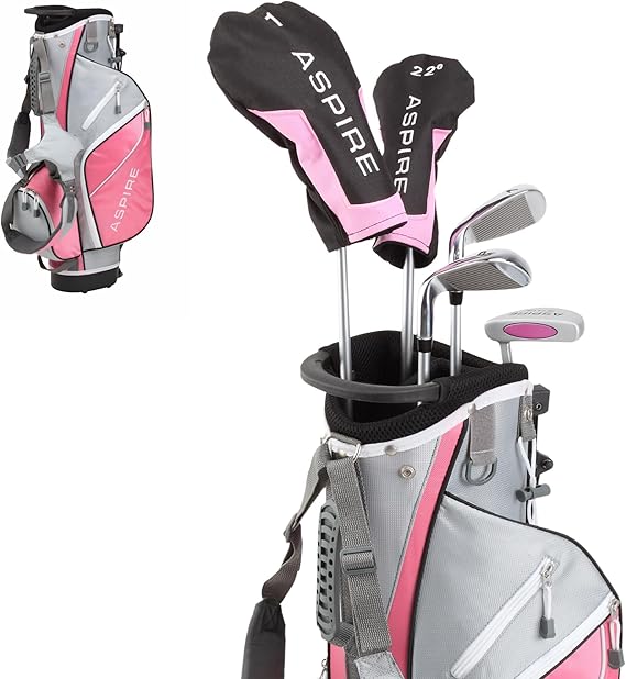 ASPIRE Junior Plus Complete Golf Club Set for Kids Kids 5 Years Old Boys Girls Right Hand Junior Golf Bag Kids Golf Club Set