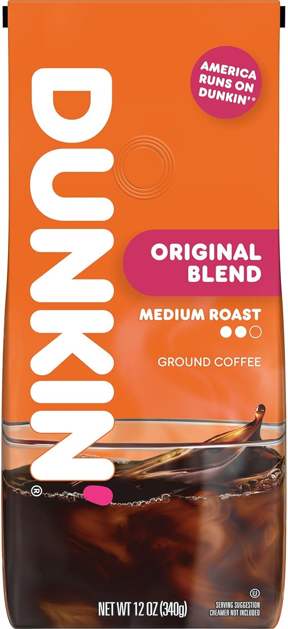 Dunkin' Original Blend Medium Roast Ground Coffee, 12 Ounce Bag