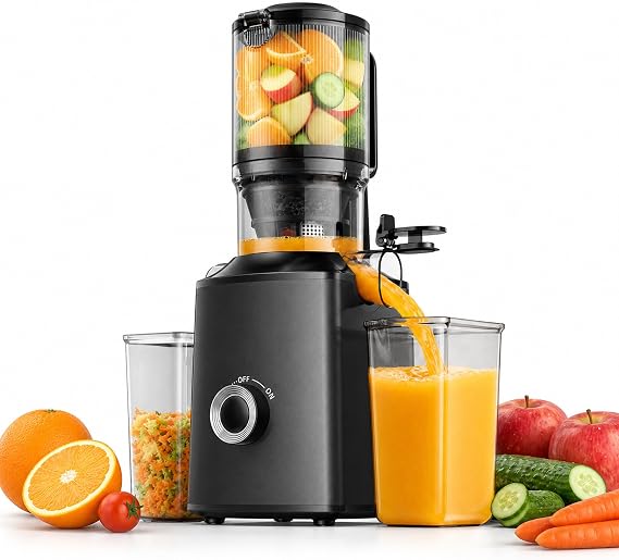 EKOJUCE Juicer Machines, 5.3" Wide Feed Chute Cold Press Juicer