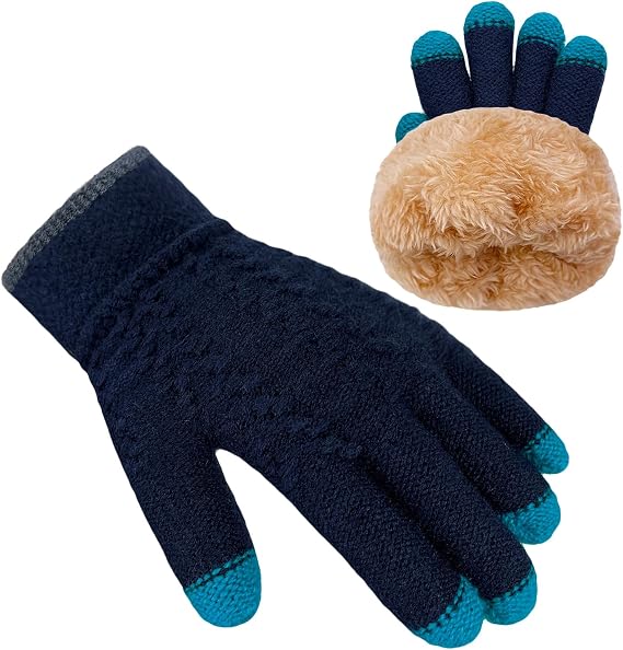 Kids Winter Gloves Boys Girls Children Fleece Knitted Warm Gloves Thermal Snow Mittens for Cold Weather 3-8 Years
