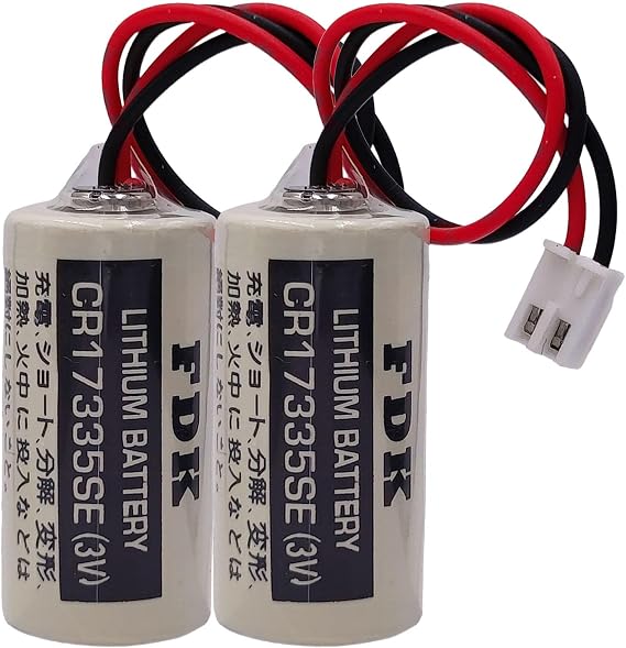 2-Pack CR17335SE 3V 1800mah Lithium Battery Non-Rechargeable Replacement for FDK CR17335S Compatible with Robot Controller Series Battery R13B060003 with White Plug
