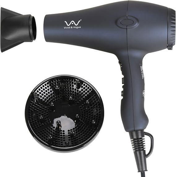 VAV Professional Hair Dryer Negative Ionic Hair Blow Dryer, 1875W Powerful Hair Dryers Light Weight DC Motor with Diffuser and Concentrator