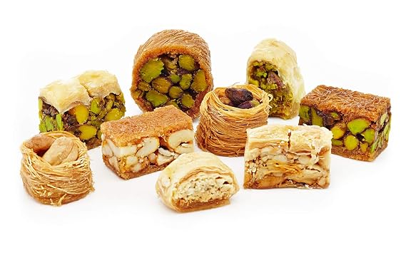 Baklava (Baklawa) Assortment Arabic Sweets| 25 Pieces (9 Oz)| Pistachio Cashew Nuts, Gourmet Oriental Dessert, Middle Eastern Baklava Pastry Light Treats in Elegant Gift Box