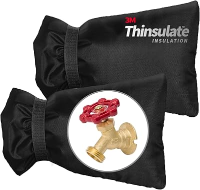 Outdoor Faucet Cover for Winter, 3M Thinsulate Spigot Cover for Winter Freeze Protection, Waterproof, 10 H x 6.3 W Outside Hose Bib Insulated Covers for Wall Taps, 2 Pcs Faucet Socks - Black