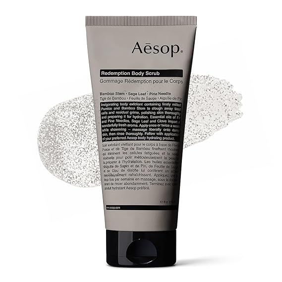 Aesop Redemption Body Scrub | Fine-Grain Exfoliating Body Polish with Bamboo, Pumice & Sage | Smoothing, Cleansing Scrub for All Skin Types Fresh Alpine, Woody Aroma | 6.2 oz