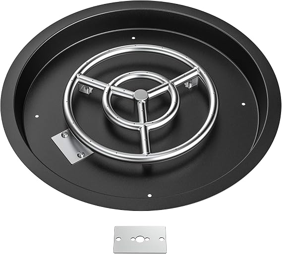 Skyflame 19-inch Round Stainless Steel Fire Pit Burner Pan with Burner Ring