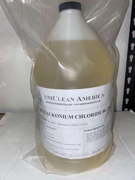 Benzalkonium Chloride - BKC 80% - alkyldimethylbenzylammonium Chloride (ADBAC) - UniClean America - Made in USA - Size: 128 fl oz