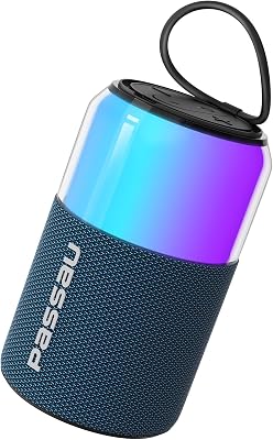 Passau Portable Bluetooth Speaker with Lights Show, 15W Loud Clear Sound, White Elephant Gifts for Adults, BT 5.4, LED Lights up Speakers Stocking Stuffers Gifts for Kids, Teen, Girls, Boys Blue