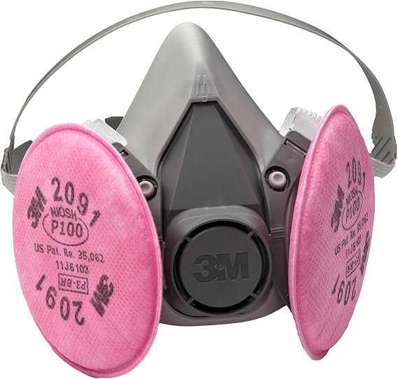 3M Half Facepiece Reusable Respirator Assembly Kit 6391, Large, 1 Kit | P100, Includes 2091 Particulate Filters, Lightweight, Comfortable, Easy to Adjust, Welding, Soldering, Asbestos