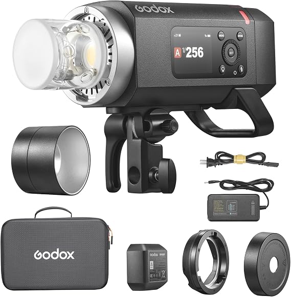 Godox AD400 Pro II Flash Strobe Light, 0.01-1s Recycle 1/8000s HSS Outdoor Monilight Bi-Color with 2.4G Wireless X System,One-Tap Sync with X3 Rechargeable Battery and Bowens Mount(AD400Pro Upgraded)
