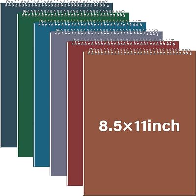 Maitys 6 Pcs Legal Pad Steno Spiral Notebook 8.5 x 11 Top Bound Spiral Pads Hard Cover College Ruled Notepad 70 Sheet Pad for School Office University HomeChic Color,Modern Style