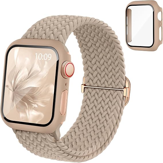 Braided Stretchy Band Compatible for Apple Watch Band and Case 40mm Women