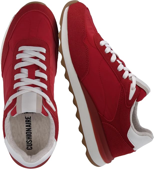 CUSHIONAIRE Kicks Fashion Sneakers for Women, Lightweight Non-Slip Lace Up Shoes with Memory Foam