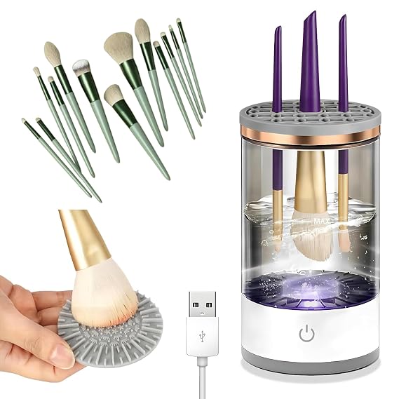 Makeup Brush Cleaner,Electric Makeup Brush Cleaner Machine, Automatic Makeup Brush Cleaner For Makeup Sponges And Brushes7000 RPM Motor, Automatic Cleaning, USB Fast Charging, Fits All Makeup Brushes