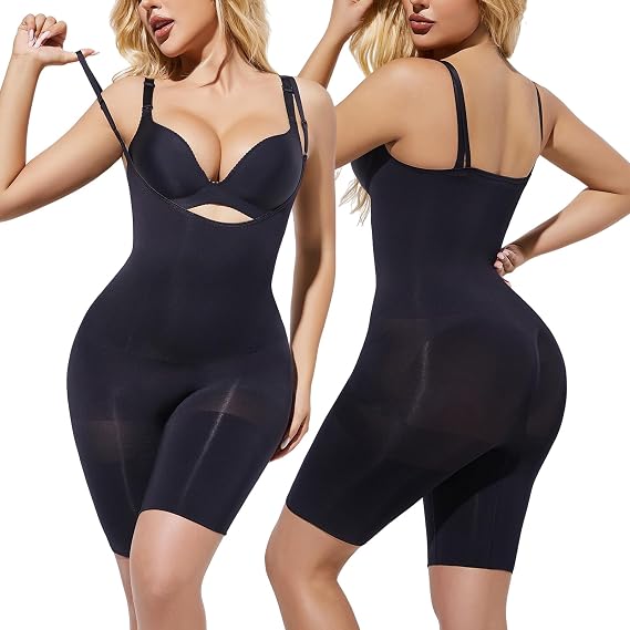 Open-Bust Mid-Thigh Bodysuit, Lightweight Body Shaper, Shapewear for Women