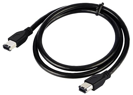 5FT/1.8M FireWire 400 to FireWire 400 6-6 ilink Cable 6 Pin to 6 Pin Firewire DV iLink Male to Male IEEE 1394A Cable(Black)