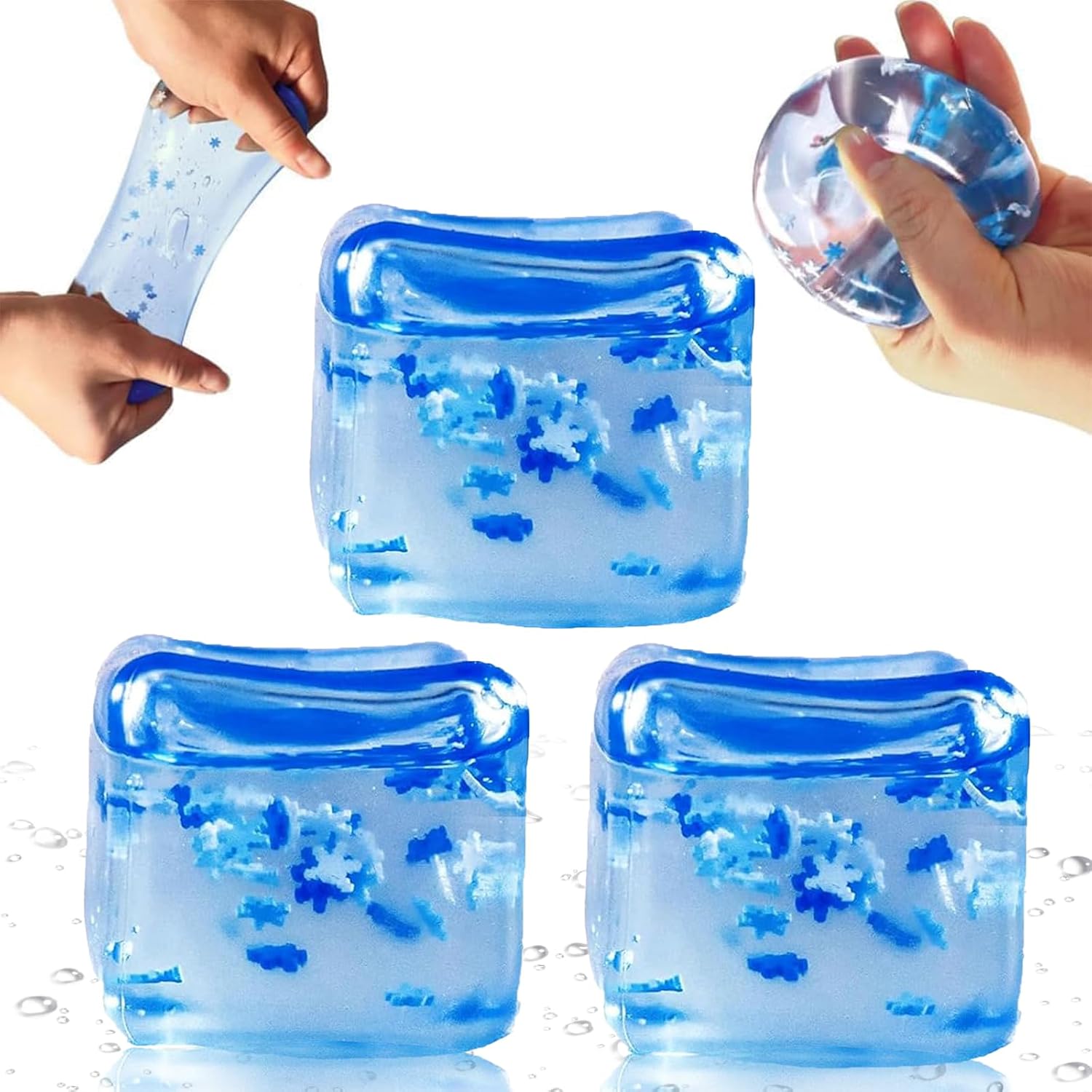 Stress Balls for Kids and Adults, Ice Cube Sensory Toys for Autism ADHD, Squeeze Ball Stress Relief Toys for Boys Girls