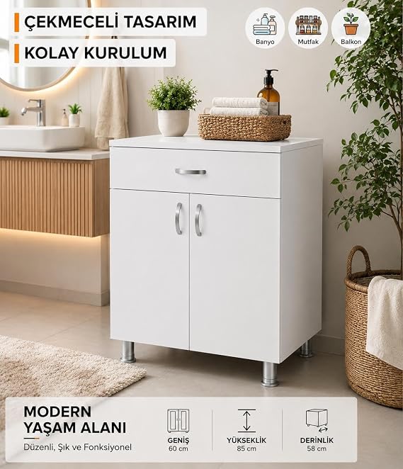 Mutfak Set Altı Ocak Dolabı (BEYAZ)